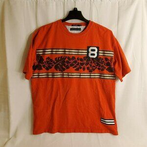 Tommy Hilfiger Number 8 T-Shirt Red with Stripes, Badging, And Floral Vintage